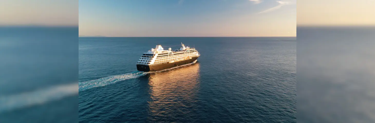 Image of an Azamara vessel sailing out to sea