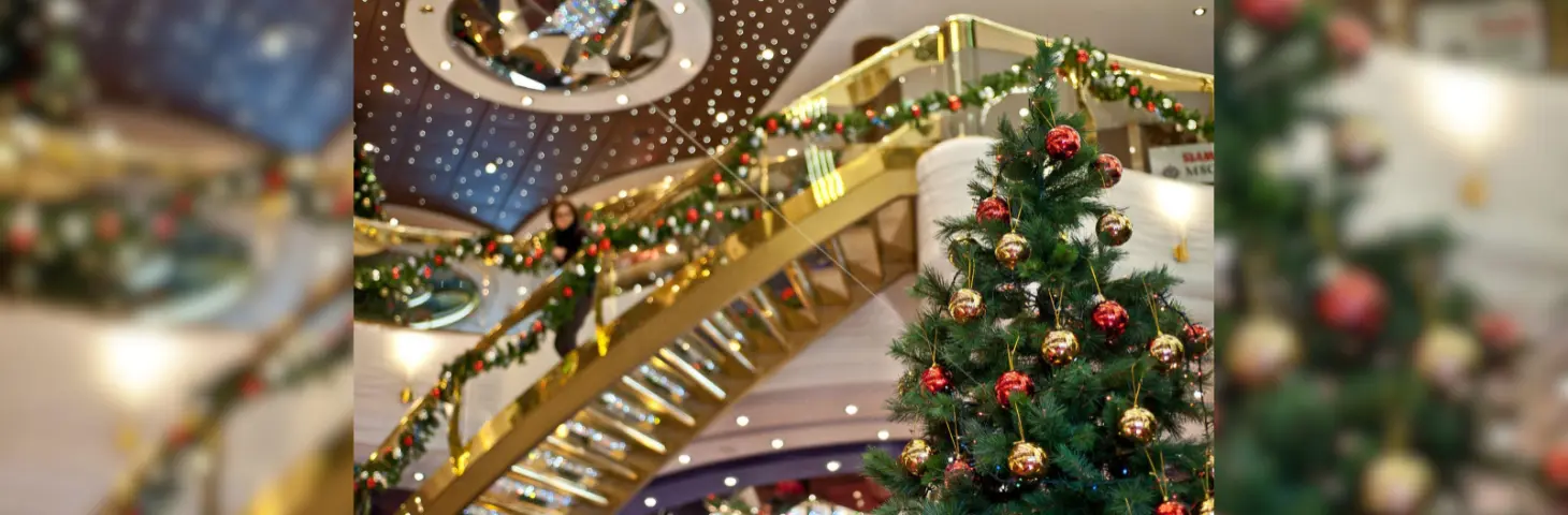 Image of a Christmas tree inside an MSC vessel