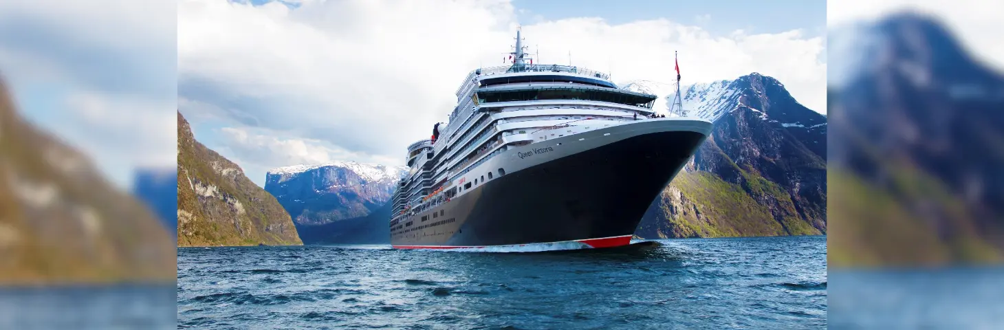 Image of the Queen Victoria vessel in the Norwegian Fjords